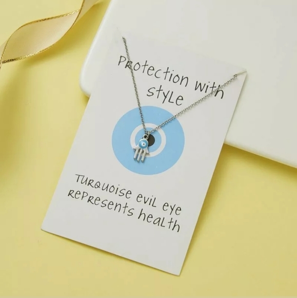 New Hamsa Hand Evil Eye Protection Necklace - Picture 3 of 4